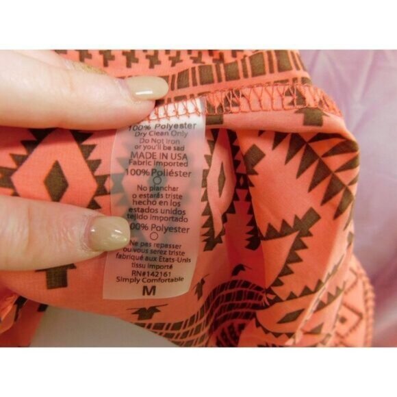 LuLaRoe Medium Coral Aztec Print Long Drape Cardigan Lightweight - Picture 9 of 9